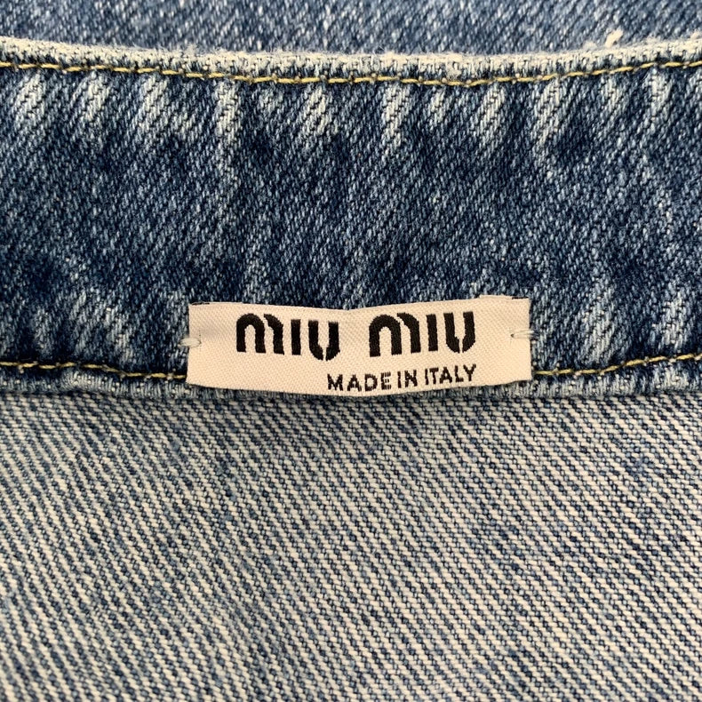 MiuMiu Blue Logo Print Denim Jacket