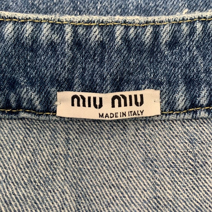MiuMiu Blue Logo Print Denim Jacket