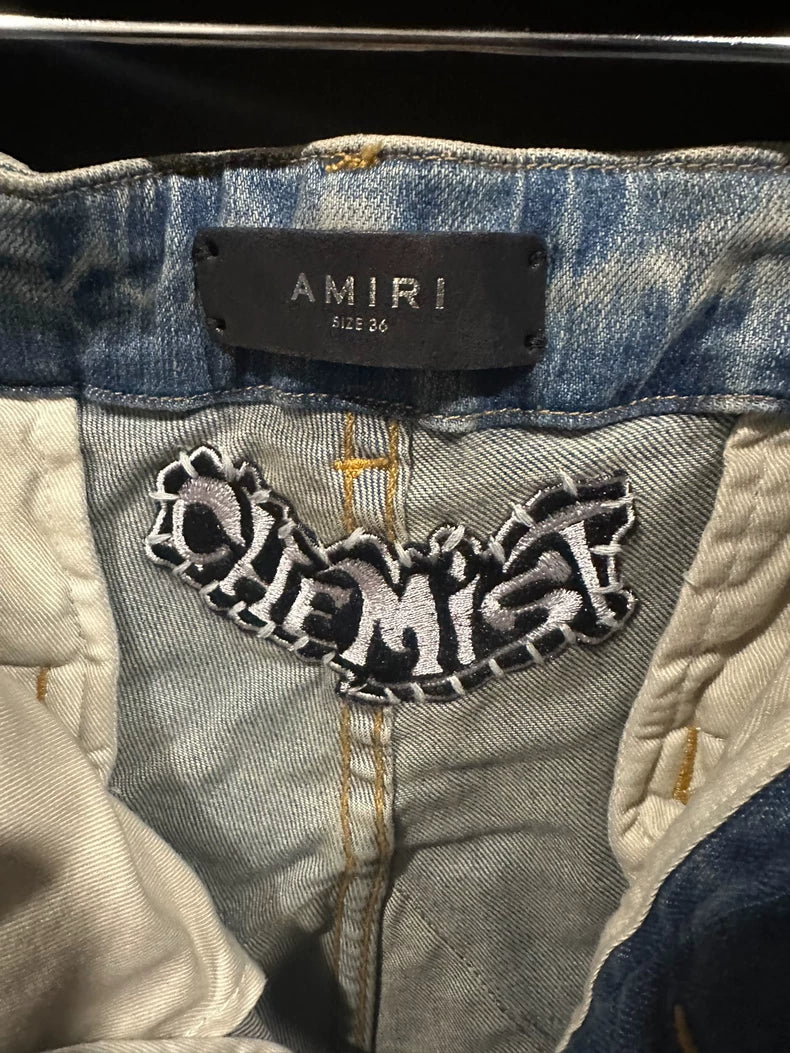 Amiri Chemist Denim Cargo Pants with Stars