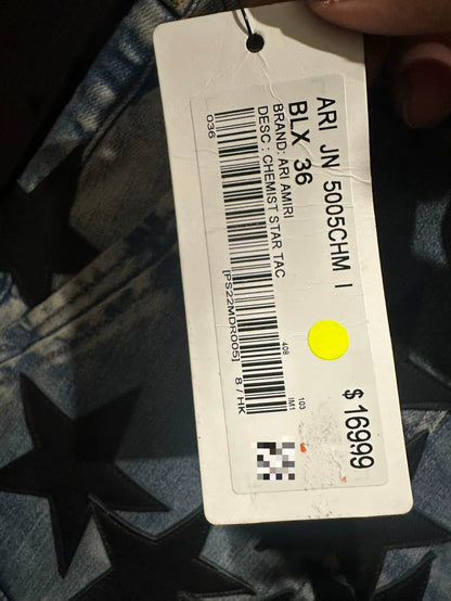 Amiri Chemist Denim Cargo Pants with Stars