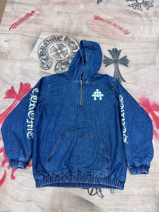 Chrome Hearts Blue Denim Hoodie Small Size