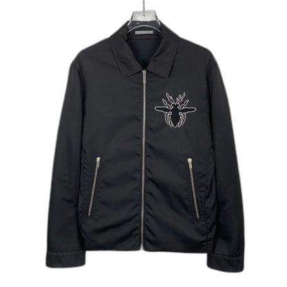 Black Bee Embroidered Zip Jacket