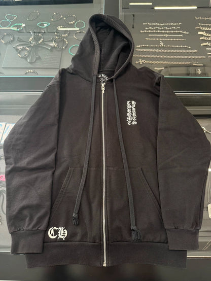 Chrome Hearts Black Zip Hoodie with Fringe-yf