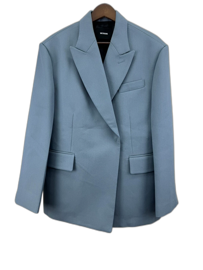 We11done Blue Embossed Logo Suit Jacket