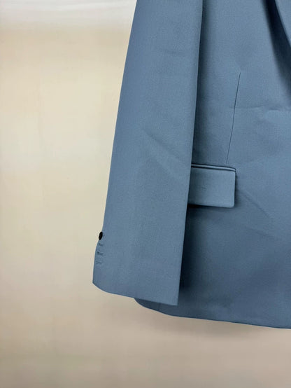 We11done Blue Embossed Logo Suit Jacket