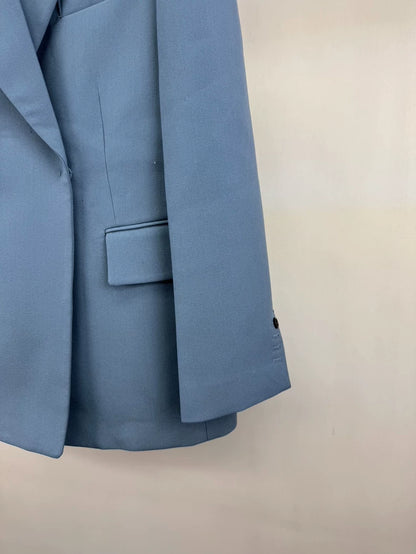 We11done Blue Embossed Logo Suit Jacket