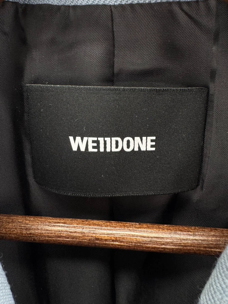 We11done Blue Embossed Logo Suit Jacket