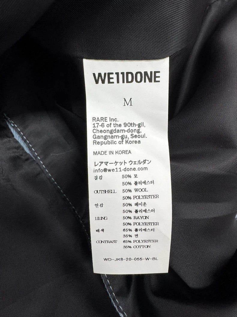 We11done Blue Embossed Logo Suit Jacket