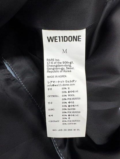 We11done Blue Embossed Logo Suit Jacket