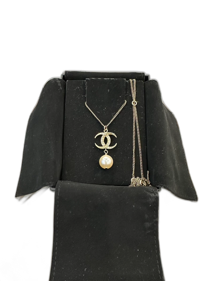 Chanel Double C Pearl Pendant Necklace