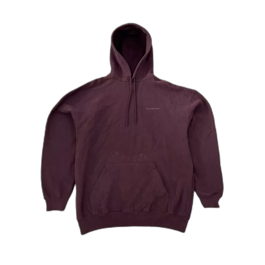 Balenciaga Burgundy Logo Hooded Sweatshirt