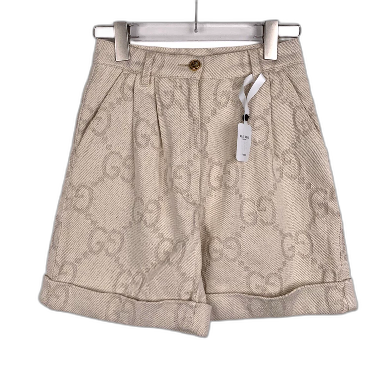 Gucci Logo Print Beige Casual Shorts