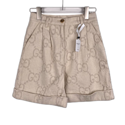 Gucci Logo Print Beige Casual Shorts