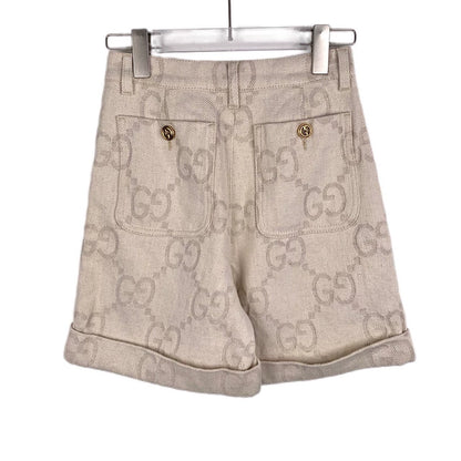 Gucci Logo Print Beige Casual Shorts