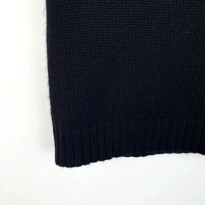 Black Logo Knit Top with Ruffles