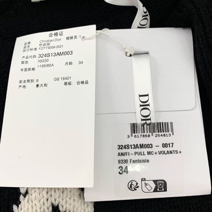 Black Logo Knit Top with Ruffles