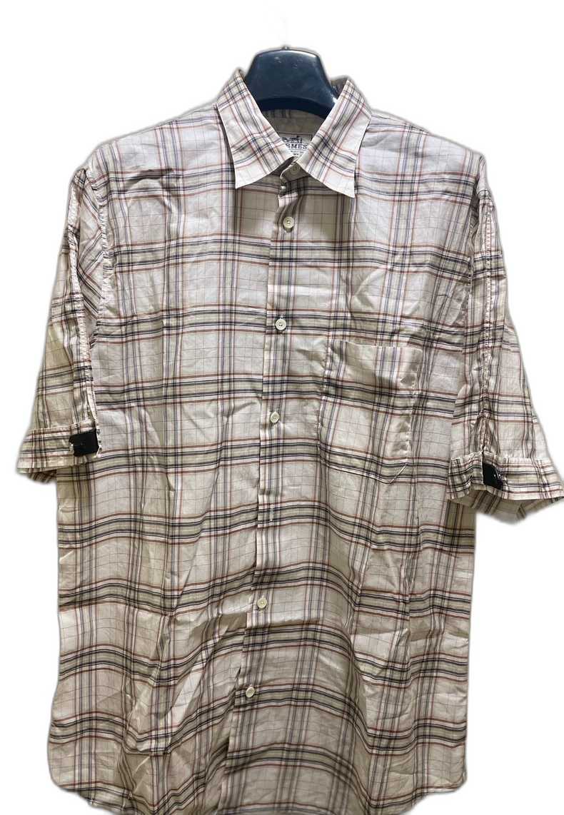 Hermes Short Sleeve Plaid Shirt