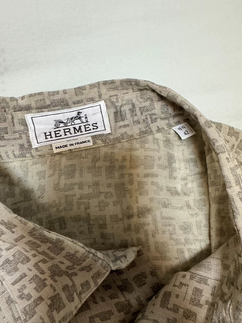 Hermes 100% Linen Long Sleeve Shirt