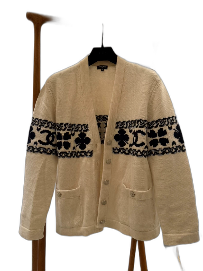 Chanel Clover Wool Cardigan Size 38