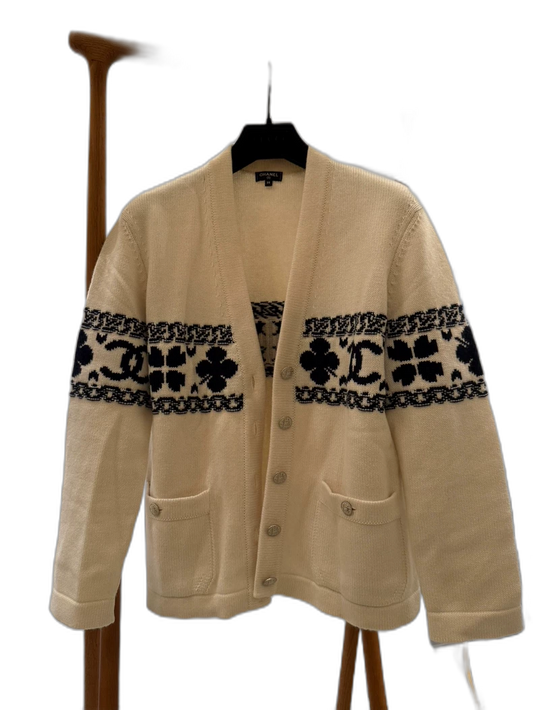 Chanel Clover Wool Cardigan Size 38