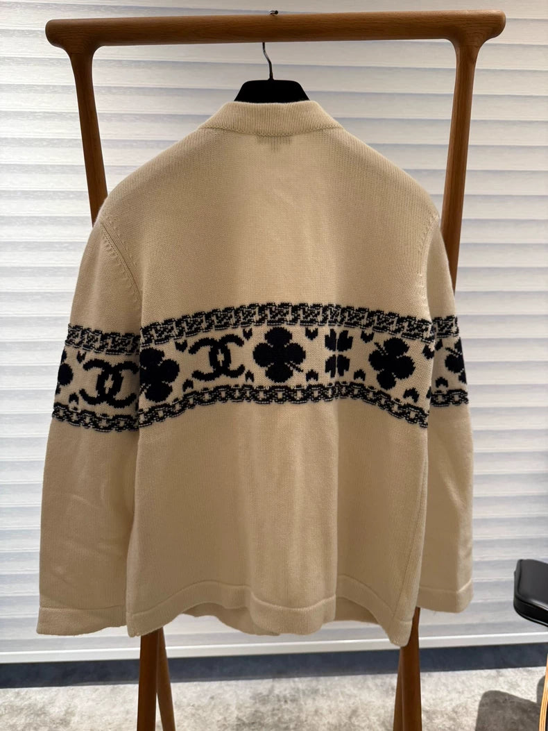 Chanel Clover Wool Cardigan Size 38