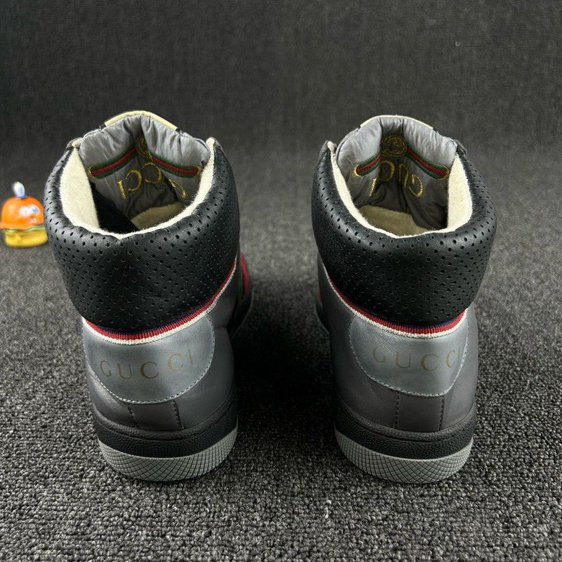 GUCCI Screener High-Top Sneakers in Gray and Red 0079