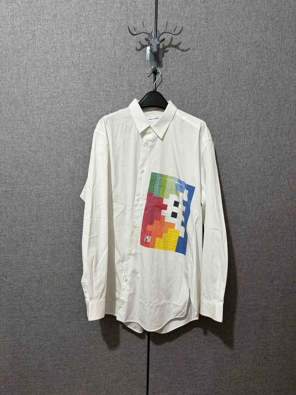 Comme des Garçons White Cotton Graphic Shirt 0089