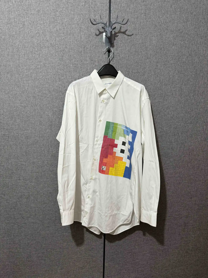 Comme des Garçons White Cotton Graphic Shirt 0089