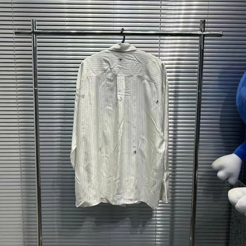 Loewe Men's Silk Embroidered Long Sleeve Shirt 0089