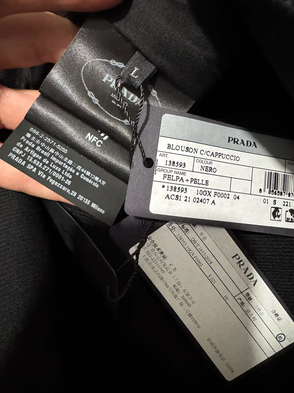 Prada Black Leather Logo Hooded Jacket for Men