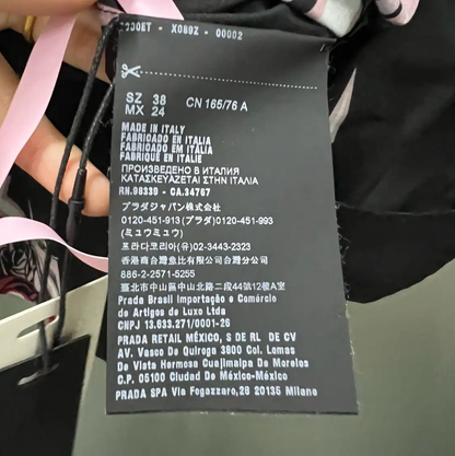 Prada Black Short Sleeve Shirt with Floral Print