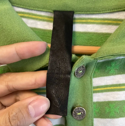 Chrome Hearts Green Striped Polo Shirt for Men 0089