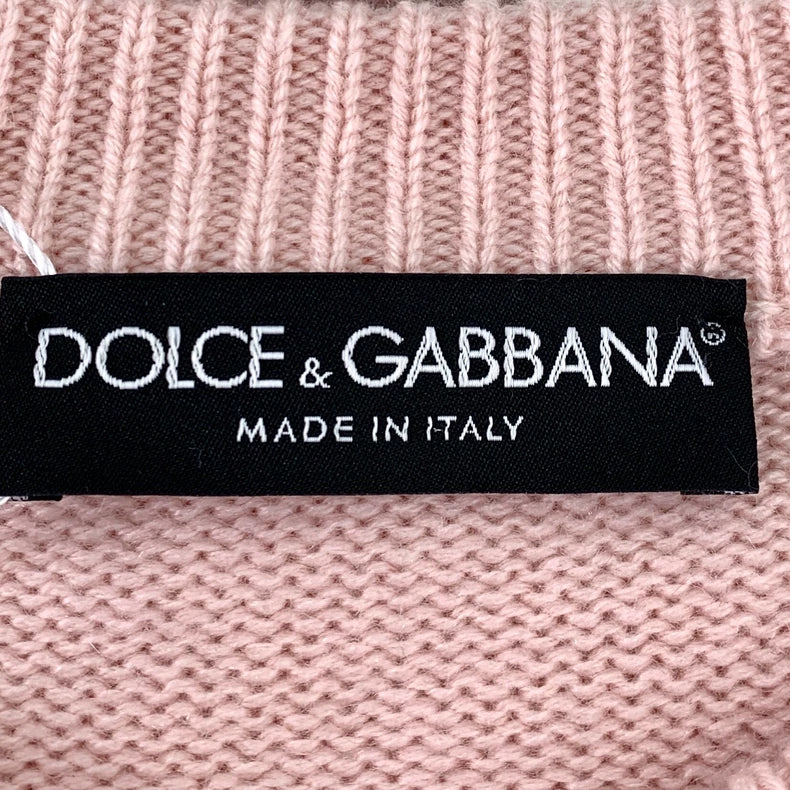 Pink Cat Embroidered Cashmere Sweater