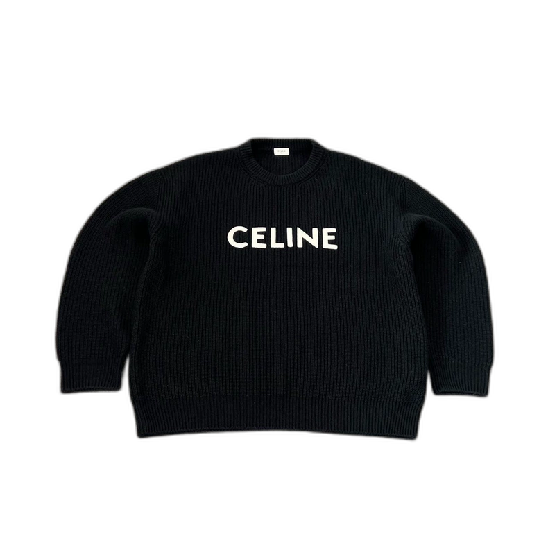 Celine Logo Wool Knit Sweater Size L