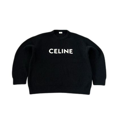 Celine Logo Wool Knit Sweater Size L