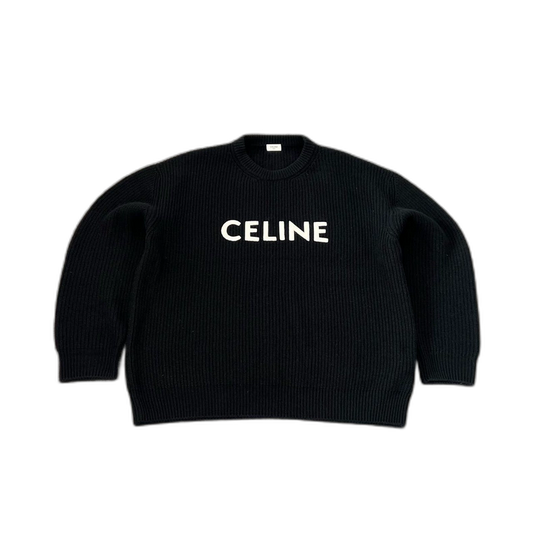 Celine Logo Wool Knit Sweater Size L