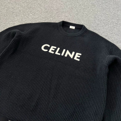 Celine Logo Wool Knit Sweater Size L
