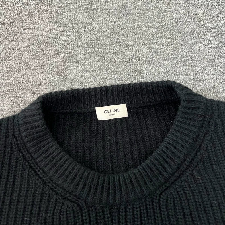 Celine Logo Wool Knit Sweater Size L