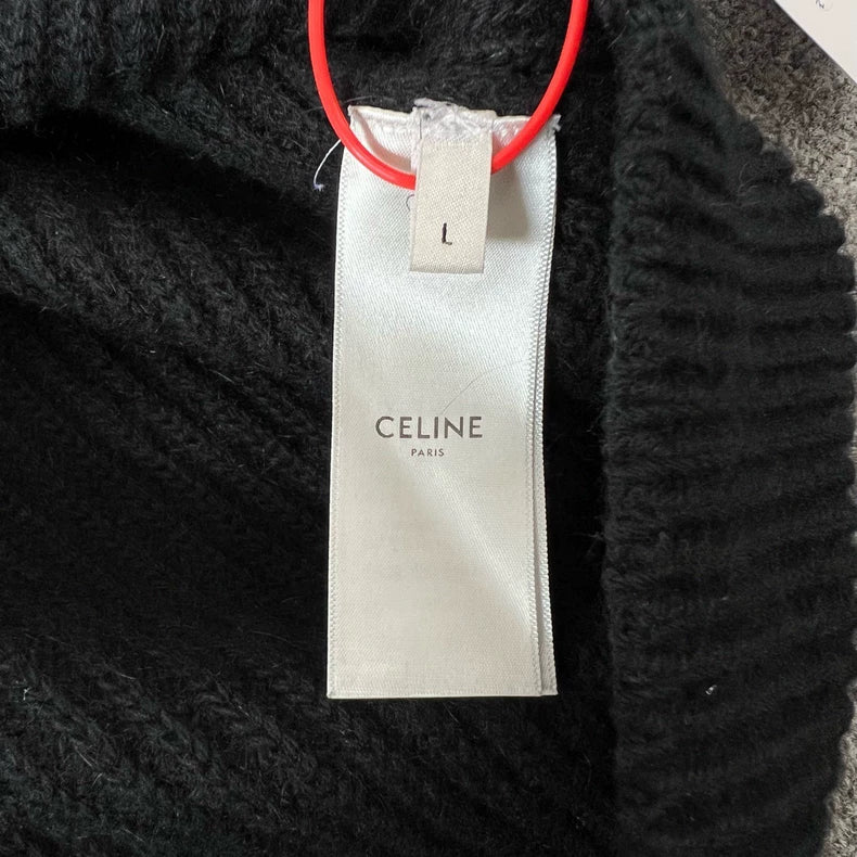 Celine Logo Wool Knit Sweater Size L