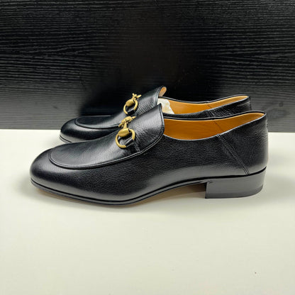 Gucci Jordaan Black Leather Slip-On Shoes 0079