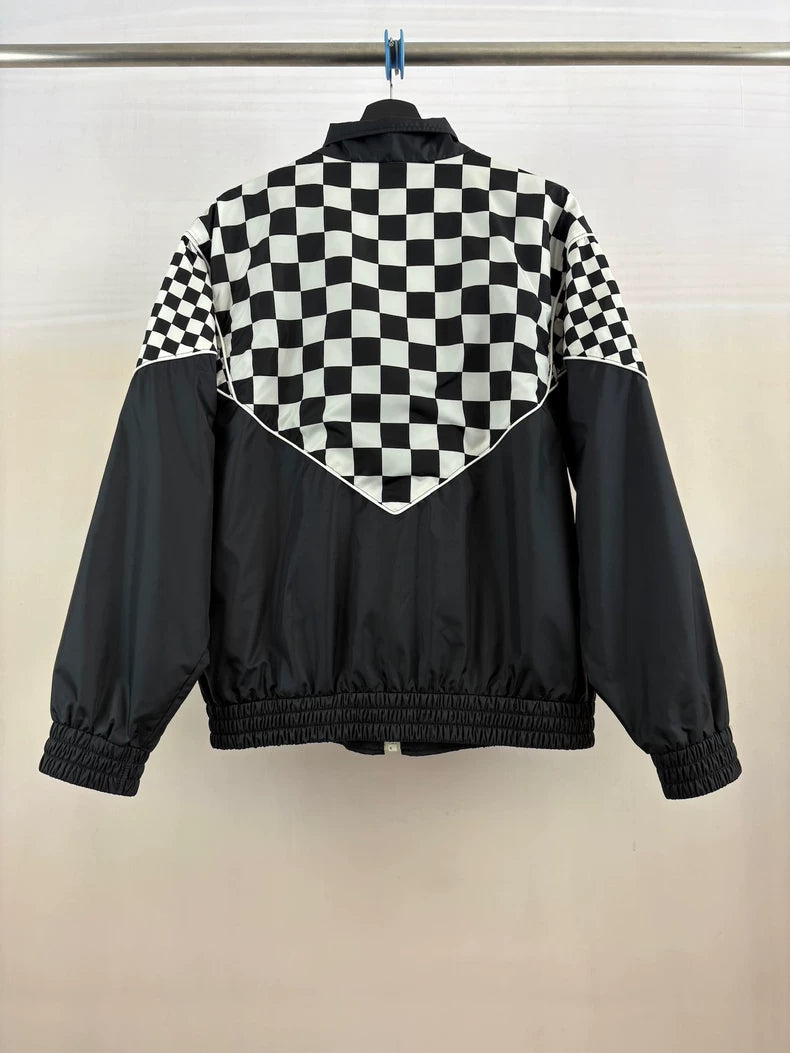 Celine Black and White Checkered Zip Jacket