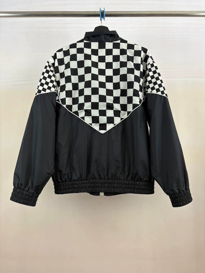 Celine Black and White Checkered Zip Jacket