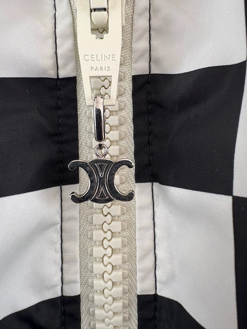 Celine Black and White Checkered Zip Jacket