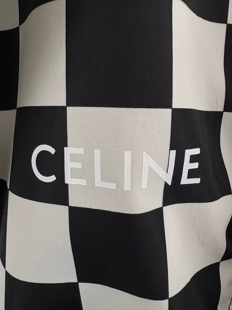 Celine Black and White Checkered Zip Jacket