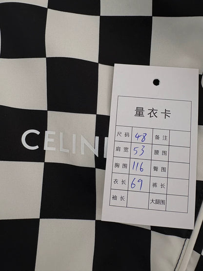 Celine Black and White Checkered Zip Jacket