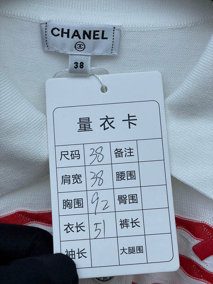 Chanel Striped Short Sleeve Polo Shirt