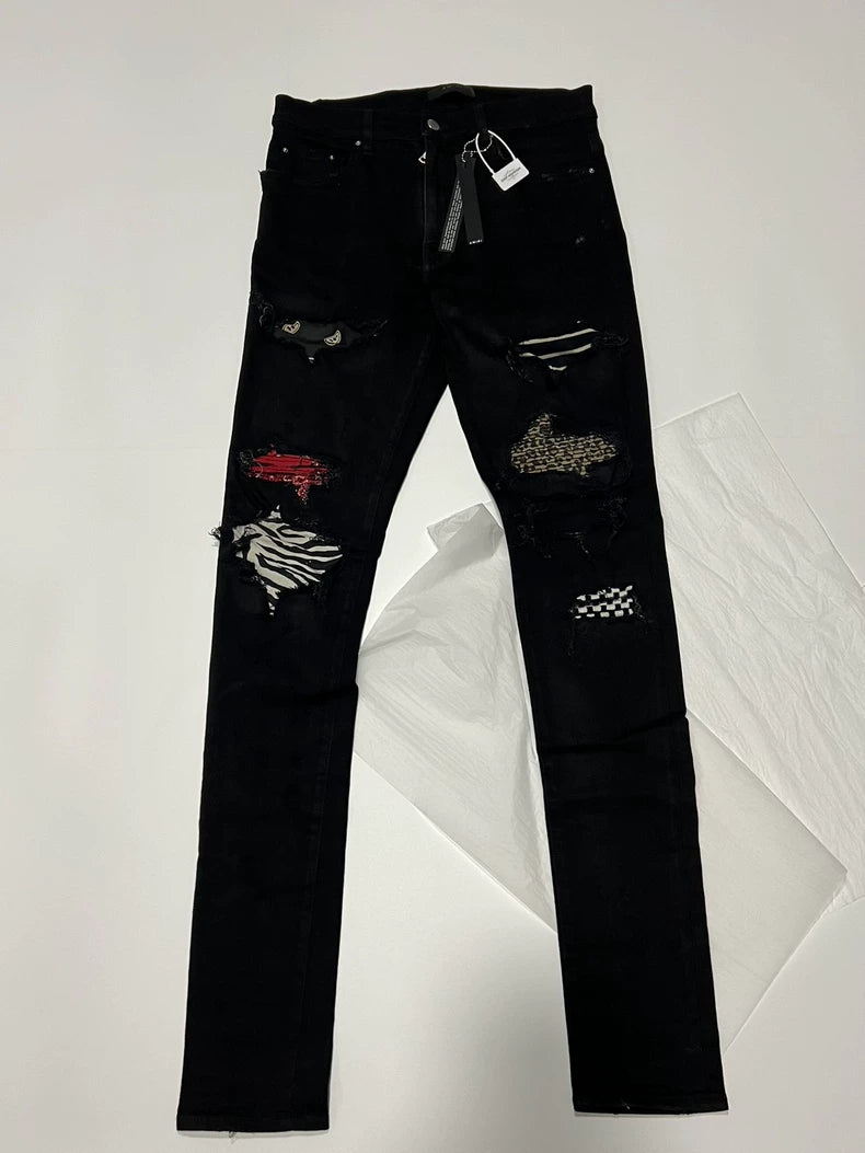 Amiri Leopard Print Slim Fit Jeans