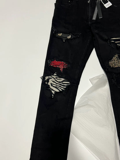 Amiri Leopard Print Slim Fit Jeans
