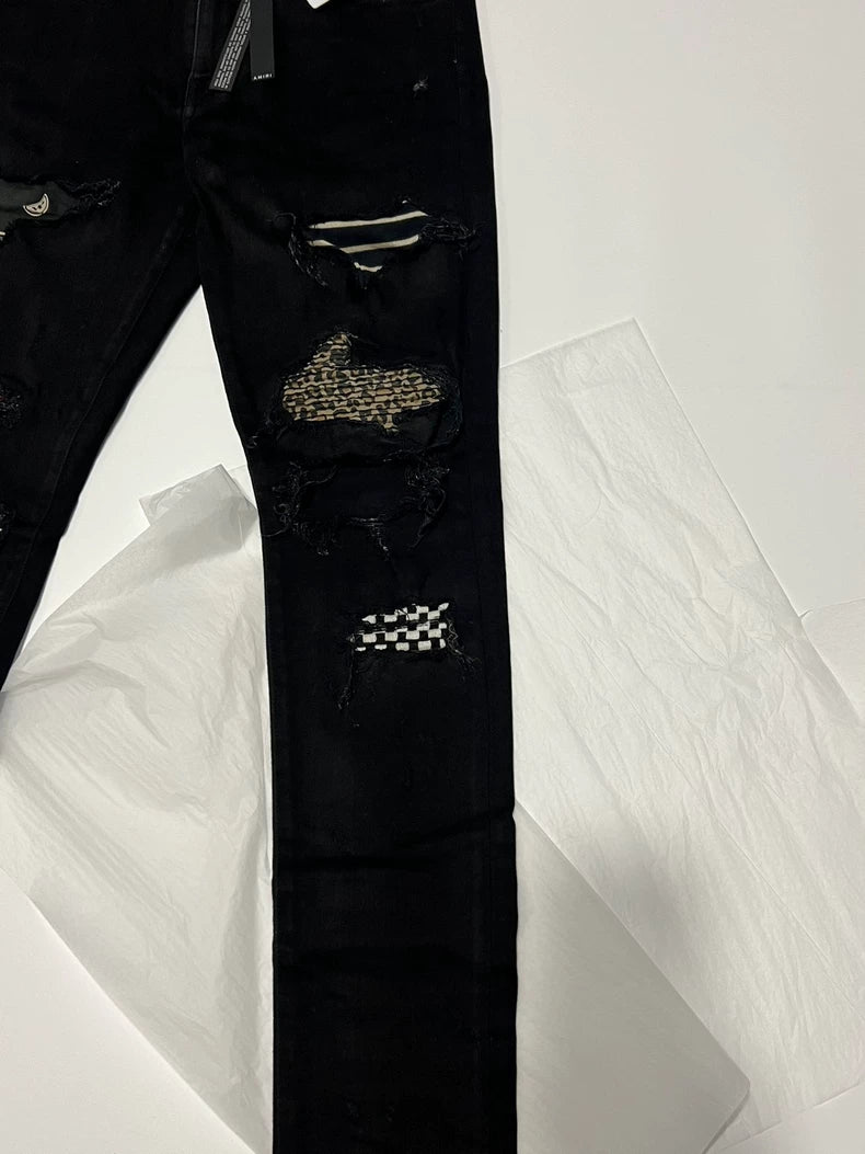 Amiri Leopard Print Slim Fit Jeans