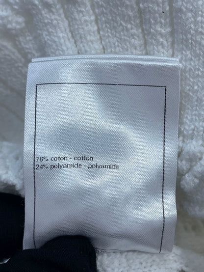 CHANEL White Knitted Sweater with Floral Design